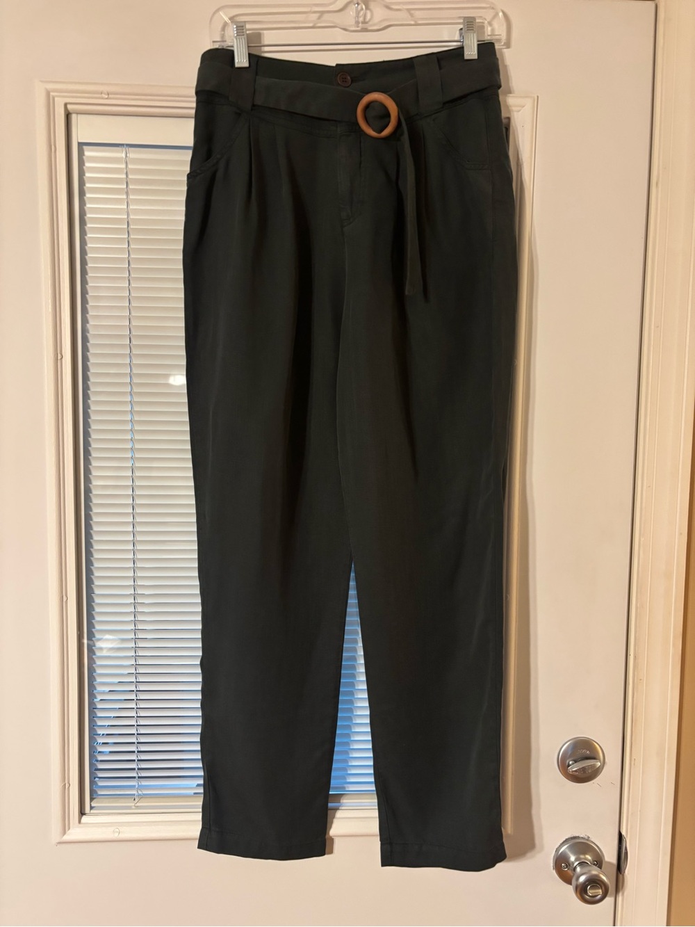 Women’s High-Waist Paperbag Chino Pants With Wooden Belt — image 4 of 8